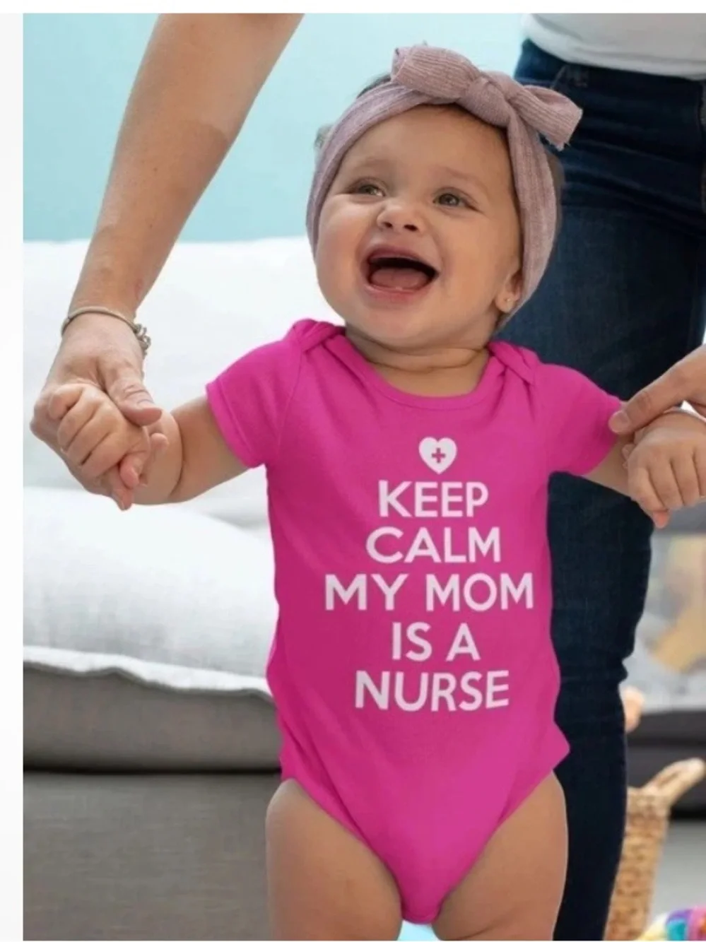 50%offw❤️My moms a nurse Baby Body Suit by rabbit skins 6M